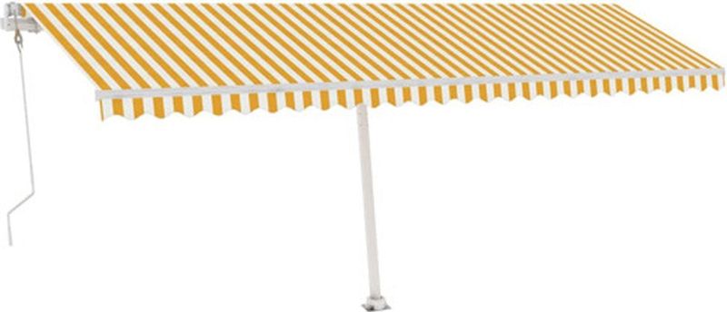 vidaXL - Luifel - automatisch - met - LED - en - windsensor - 600x300 - cm - geel - en - wit