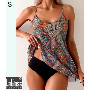 LaGloss® Tankini Paisley Bikini - Strand/Beach Swimsuit - 2-delig - Maat S - Zomer Badmode