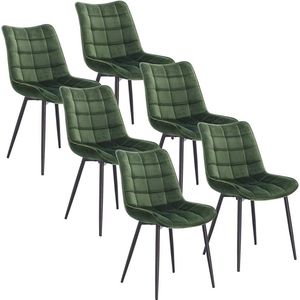 Set van 6 eetkamerstoelen - Fluweel gestoffeerd - Metalen frame - Comfortabel, duurzaam, ergonomisch - 46 cm x 40,5 cm x 85,5 cm