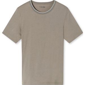 SCHIESSER Mix+Relax T-shirt - heren shirt korte mouw bio katoen streokken bruin-grijs - Maat: S