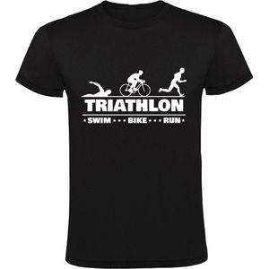 Triathlon Heren T-shirt | combinatieduursport | sport | gecombineerde sporten | krachtsport | duursport | harlopen | wielrennen | zwemmen | Zwart