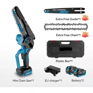 Elektrische Snoeischaar & Mini Kettingzaag Incl. 2 Koffers En 4 Accu's