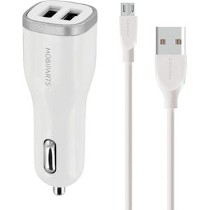 Mobiparts Car Charger Dual USB 24W/4.8A + Micro USB Kabel - Wit