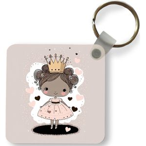 Sleutelhanger - Uitdeelcadeautjes - Prinsessen - Jurk - Hartjes - Pastel - Meisjes - Plastic