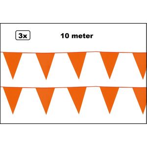 3x Vlaggenlijn oranje 10 meter - vlaglijn festival feest party verjaardag thema feest kleur