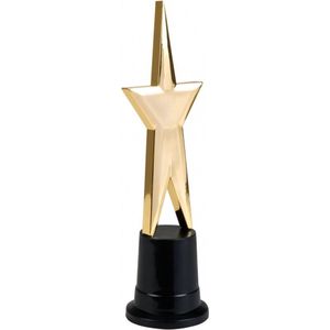 Star award prijs met gouden ster 22 cm - Van plastic - Feestartikelen - Awards/sportprijzen