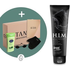 Devoted Creations ® H.I.M. Black - Zonnebankcreme - Zonnebankcremes - Zonnebank creme - Met Bronzer - Incl. Exclusieve Tan Obsession Giftbox - 250 ML