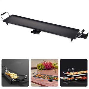 Cheqo® XXL Tafelgrill - Grillplaat - Bakplaat - Teppan Yaki - Teppanyaki - Gourmetten - 87cm - Anti-aanbaklaag - Met Lekbak & Thermostaat - 1800W - 10+ Personen