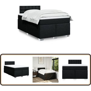 vidaXL Boxspring met matras stof zwart 120x190 cm