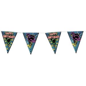 Paperdreams - Neon Party Vlaggen - Happy Birthday (10 m)