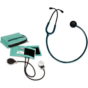 Set Bloeddrukmeter met Stethoscoop Groen - Bovenarm - Handmatig - Stethoscoop Medisch - MDR Gecertificeerd
