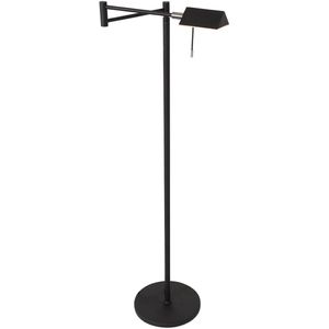 Vloerlamp Retina | 1-lichts | draaibaar & uitschuifbaar | zwart & transparant | pushdimmer | dim to warm | Ø 8,5 cm | 123x60 cm | tijdloos design