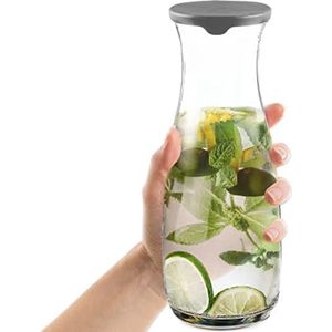 Selbro ® Premium glazen karaf met deksel, 100% loodvrije melkkan, drinkbeker voor watermelk, ijsthee, wijn of limonade, sapglazen kan, glazen kan met deksel voor Mimosa, melkfles voor koelkast
