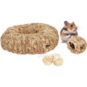 Relaxdays Knaagdier speelgoed - set van 5 - kooiaccessoire - speeltje - toebehoren hamster