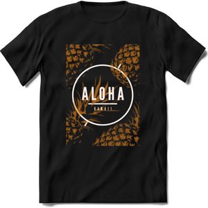 Aloha Hawaii | TSK Studio Zomer Kleding  T-Shirt | Goud | Heren / Dames | Perfect Strand Shirt Verjaardag Cadeau Maat S