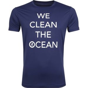 Save the Duck - T-shirt Navy Stretch Tekst - Heren - Maat M - Slim-fit
