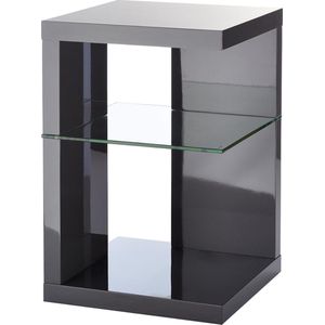 Moderne Bijzettafel - Met veiligheidsglas - Luxe design - Antraciet hoogglans (grijs)
