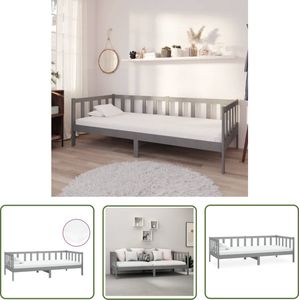The Living Store Slaapbank met matras massief grenenhout grijs 90x200 cm - Slaapbank - Sofa Bed - Meubels - Kamerinrichting - Grenenhout Meubilair