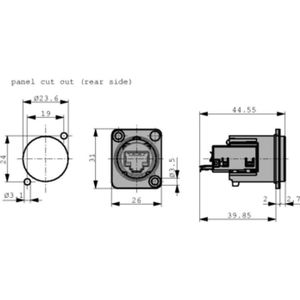 Panel mount jack RJ 45 Nickel