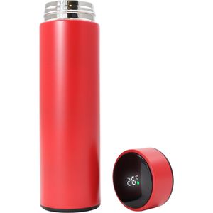 Smart Thermoskan Glossy Red - Met thee kruiden houder - Rode luxe thermos kan - RVS - Met ingebouwde temperatuurmeter - Luxe thermos container rood - Voor koffie, thee en andere warme dranken