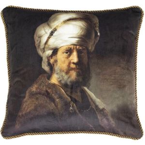 Fluwelen Sierkussen Man in Oosterse Kledij - Rembrandt van Rijn