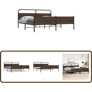 vidaXL Bedframe zonder matras metaal bruin eikenkleur 180x200 cm