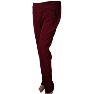 Dames - Broek - Warme Thermo Comfortbroek - 7/8 - Jegging - Gevoerd - Kleur Wijnrood - Maat 4-5XL 48-50