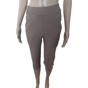 Capri Broek - Dames - Stretch - Comfort - Elastische band - Steekzakken - Kleur Beige - Maat 42/44