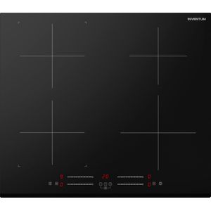 Inventum IKI6035 - Inbouw inductie kookplaat - 60 cm - 4 kookzones - Bridgefunctie - 1- of 2-fase - Facetrand voorzijde - Zwart