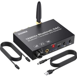 Sounix Analoog audio converter - 192KHz - Bluetooth 5.0 - Digital SPDIF/Optical/Toslink/Coaxial to Analog Stereo L/R RCA and 3.5mm Jack Converte