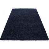 Tapijtenloods Basic Shaggy vloerkleed Donker Blauw Hoogpolig- 120x170 CM