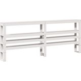 vidaXL - Hoofdbord - met - schappen - 200 - cm - massief - grenenhout - wit