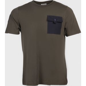 Black And Gold T-shirt khaki met zak op borst zwart MAAT M