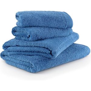 Super fluffy handdoek set, 2 douchehanddoeken 80 x 150 cm & 2 handdoeken 50 x 100 cm, Made in Germany, 100% katoen, korenbloem