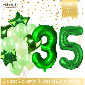 Cijfer Ballon 35 Jaar Groen Forrest Green Boeket * Hoera 35 Jaar Verjaardag Decoratie Set van 15 Ballonnen * 80 cm Verjaardag Nummer Ballon * Snoes * Verjaardag Versiering * Kinderfeestje * Forrest Green* Nummer Ballon 35 * Groen