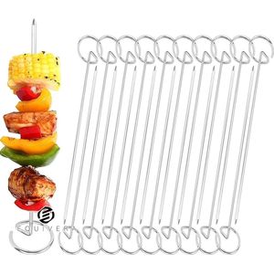 Equivera Grillspiesen, roestvrij staal, voor airfryer, 20 stuks, verticale spiesen, spiesen, BBQ, grillspiesen, herbruikbare barbecue-accessoires voor vlees, groenten, stokbrood om te grillen