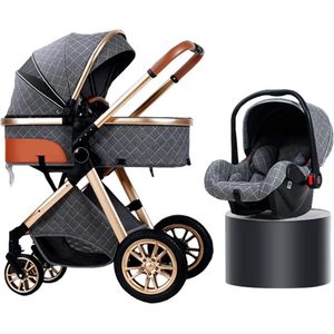 Luxe Kinderwagen 3 in 1 - Wandelwagen - Kinderwagen - Met Autostoel - Kinderwagen Maxi Cosi – Buggy 3 in 1 - Grijs