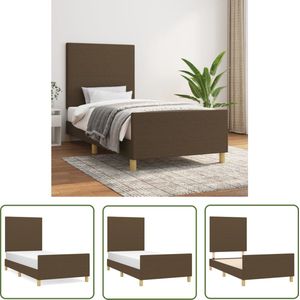 vidaXL Donkere Houten Meubels - Bedframe - Bedframe zonder matras 90x190 cm stof donkerbruin - Tweepersoonsbed - Boxspring Bed - Hoofdeinde Bed