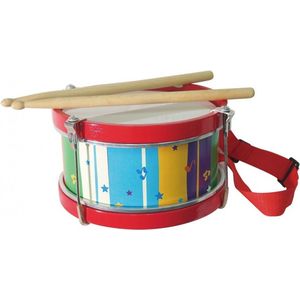 Drum Metaal en Hout - Tachan - Trommel met Draagband en Stokken - Kindertrommel Multicolor