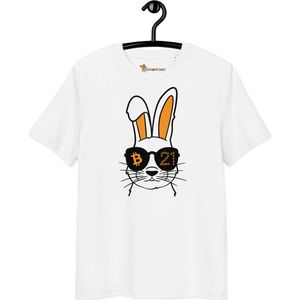 Rabbit 21 - Bitcoin T-shirt - Unisex - 100% Biologisch Katoen - Kleur Wit - Maat XXL | Bitcoin cadeau| Crypto cadeau| Bitcoin T-shirt| Crypto T-shirt| Crypto Shirt| Bitcoin Shirt| Bitcoin Merch| Crypto Merch| Bitcoin Kleding