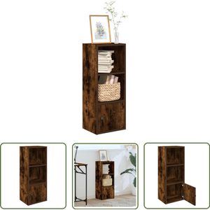 The Living Store Boekenkast 31x24x77 cm bewerkt hout gerookt eikenkleurig - Boekenkast - Houten Boekenkast - Vintage Boekenkast - Bibliotheekkast - Opbergkast