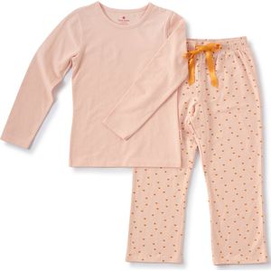 Little Label Pyjama Meisjes Maat 122-128/8Y - roze, Geel - Hartjes - Pyjama Kind - Zachte BIO Katoen