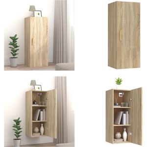 vidaXL Wandkast 34-5x34x90 cm bewerkt hout sonoma eikenkleurig - Wandkast - Wandkasten - Hangkast - Hangende Kast