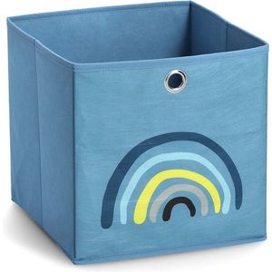 Zeller Present - Blauwe opbergmand kinderkamer regenboog - 14426 - Decoratief & Opvouwbaar