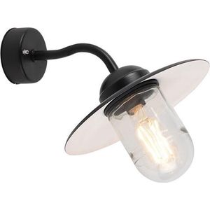 QAZQA munich - Industriele LED Smart Wandlamp incl. wifi voor buiten - 1 lichts - D 36 cm - Zwart - Industrieel - Buitenverlichting