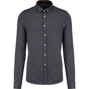 Overhemd Heren XXL Kariban Lange mouw Jacquard Dark Grey 68% Katoen, 32% Polyester