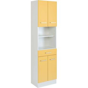 Kolomkast Ricca 50cm 4 deuren & 1 lade - wit/geel