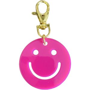 Smiley sleutelhanger - grote sleutelhanger - hanger voor sleutel - roze smiley sleutelhanger -