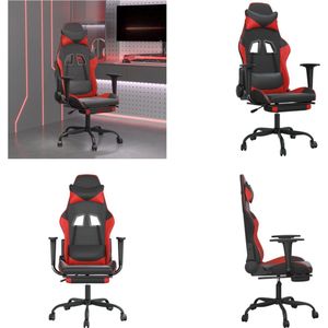 vidaXL Gamestoel met voetensteun kunstleer zwart en rood - Gamingstoel - Gamingstoelen - Televisiestoel - Racingstoel