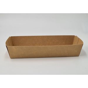 25x A18 kartonnen bakje - sandwich - 180x60x35mm - broodje - snackbakje - frietbak - disposable - duurzaam - milieuvriendelijk - verpakking - karton - serveerschaal